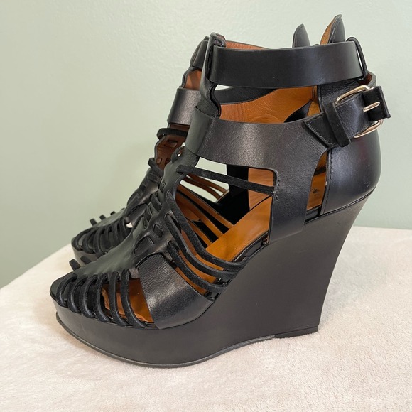 Givenchy Corinne Women's Leather Suede Gladiator Platform Wedge Heels Size 8 - Picture 6 of 15